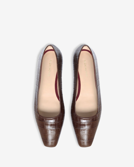 Margot Flat - Brown Croc