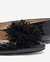 Pom Pom Flat - Black Croc