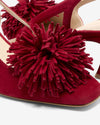 Pom Pom Slingback Kitten - Red Suede