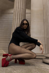 Pom Pom Platform - Red Suede