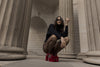Pom Pom Platform - Red Suede