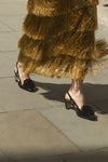 Pom Pom Slingback Kitten - Black Croc