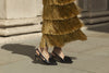 Pom Pom Slingback Kitten - Black Croc