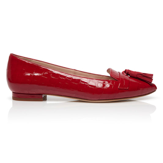 Tassel Flat - Patent Red Croc