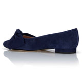 Flat Bow Shoe - Navy Suede