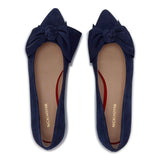 Bow Flat Shoe - Navy Suede