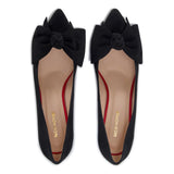 Bow Kitten Heel - Black Suede