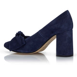 Bow Pump - Navy Suede