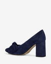 Bow Pump Heel - Navy Suede