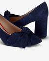 Bow Pump Heel - Navy Suede