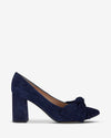 Bow Pump Heel - Navy Suede