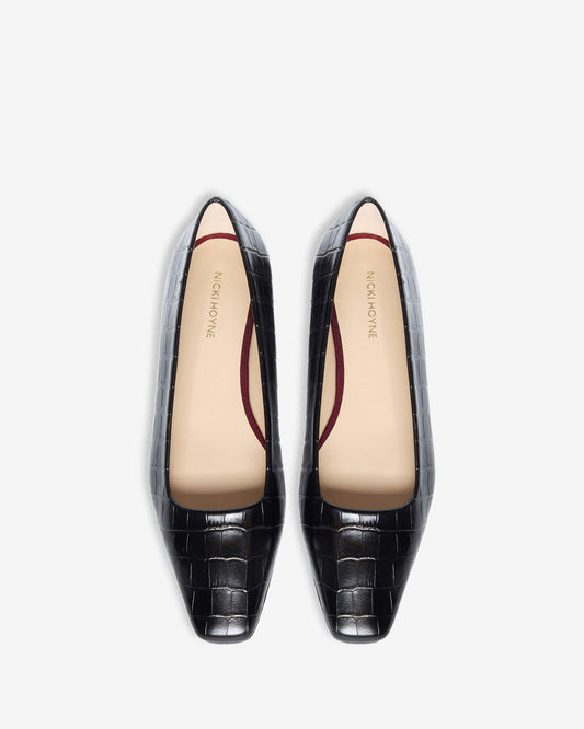 Margot Flat - Black Croc