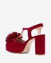 Pom Pom Platform - Red Suede
