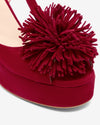 Pom Pom Platform - Red Suede
