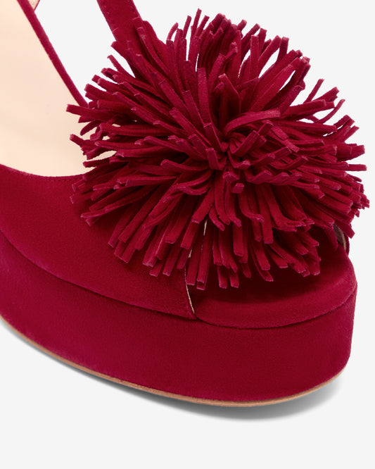 Pom Pom Platform - Red Suede