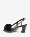 Pom Pom Slingback Kitten - Black Croc