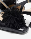 Pom Pom Slingback Kitten - Black Croc
