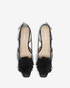 Pom Pom Slingback Kitten - Black Croc