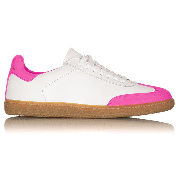 Sporty Trainer - White/Neon Pink Suede