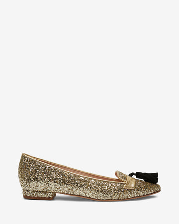 Tassel Flat - Gold Glitter