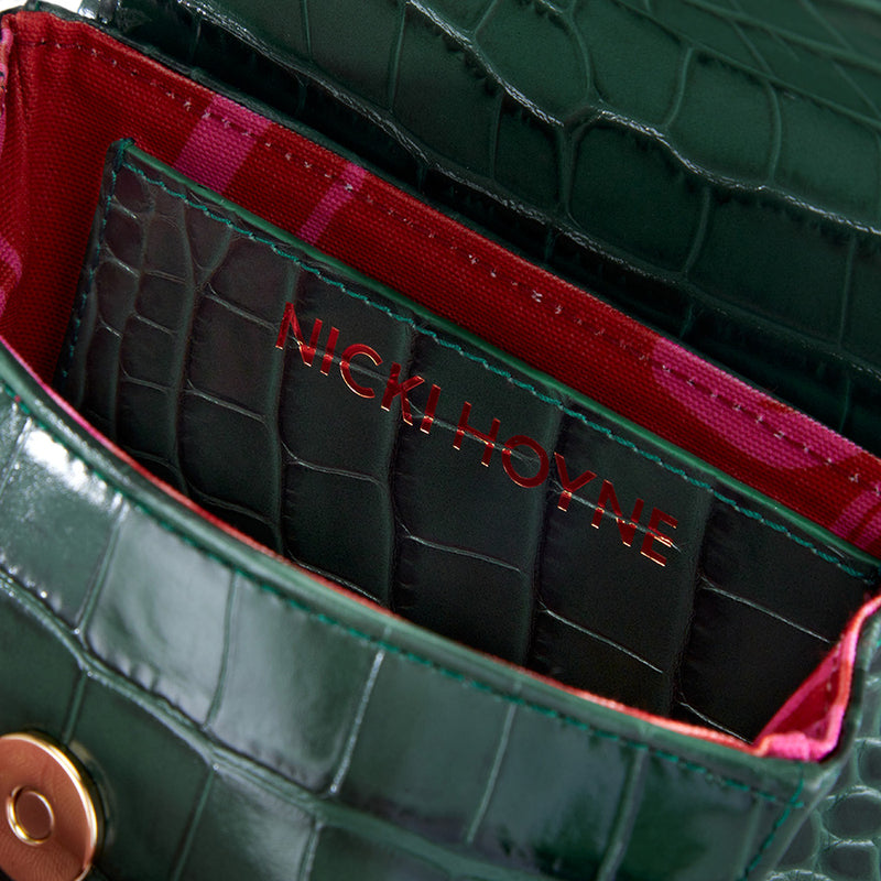 Scalloped Belt Bag - Green Croc Embossed