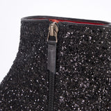 Flat Point Toe Ankle Boot - Glitter Black