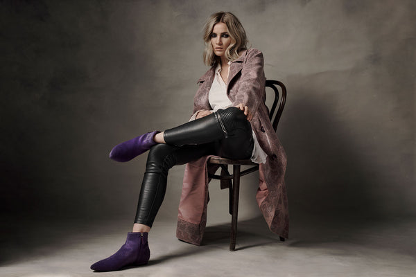Flat Point Toe Ankle Boot - Pony Hair Purple