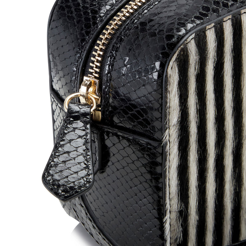 Camera Bag - Black Python Print Stripe