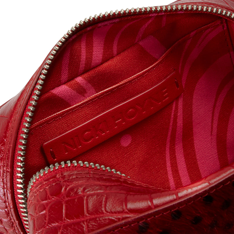 Camera Bag - Red Croc Embossed Polka Dot