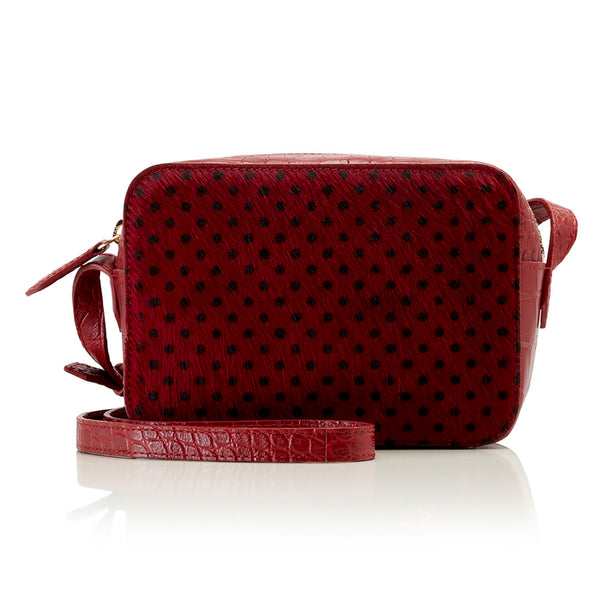 Camera Bag - Red Croc Embossed Polka Dot