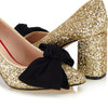 Bow Pump Heel - Gold Glitter