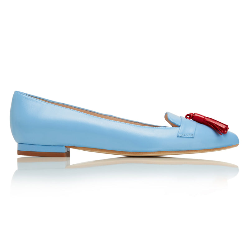 Flat Point Toe Tassel Shoe - Blue & Red Tassel